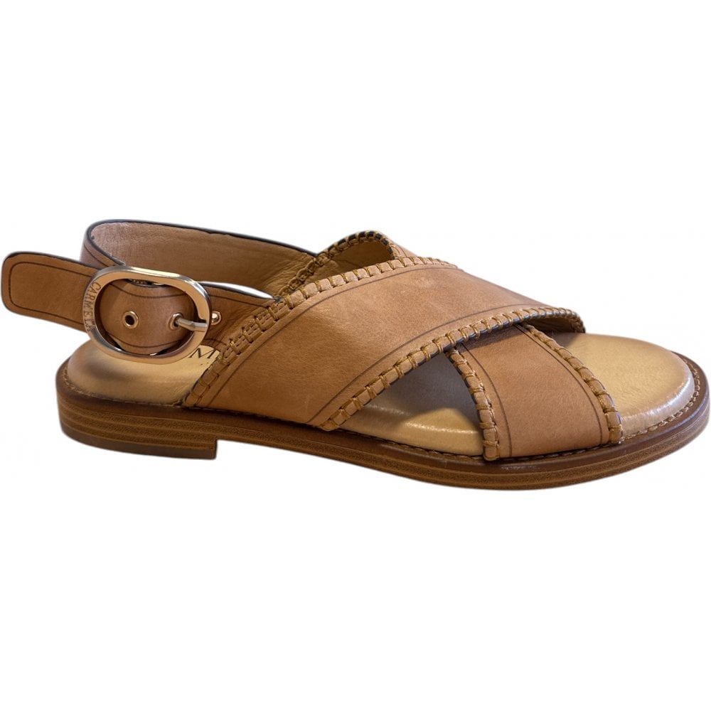 Carmela Tan Leather Flat Sandals 162201