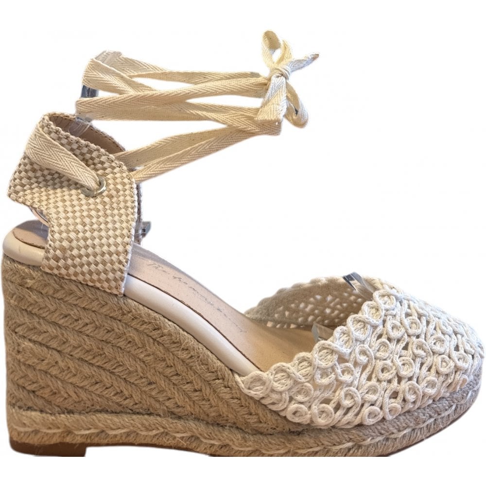 Xti Beige Lace-Up Espadrille Wedges 143726