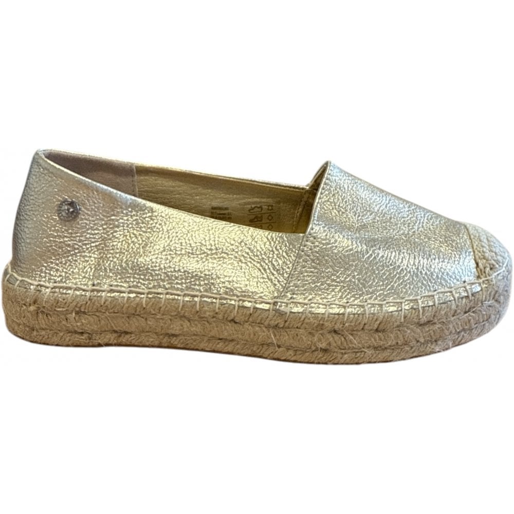 Xti Gold Leather Espadrilles 143637