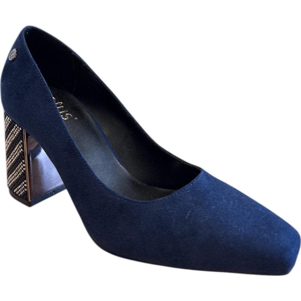 Lotus Cassidy Navy Block Heel Court Shoes