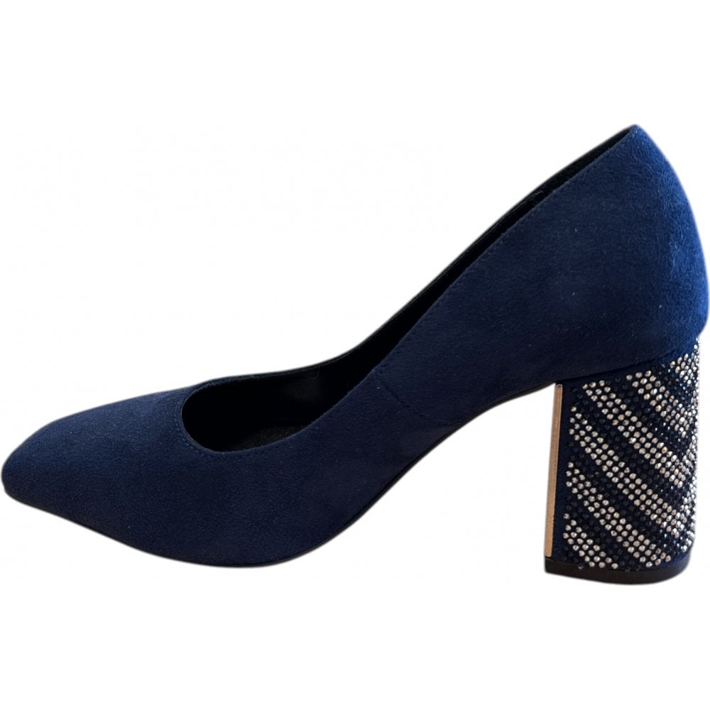 Lotus Cassidy Navy Block Heel Court Shoes