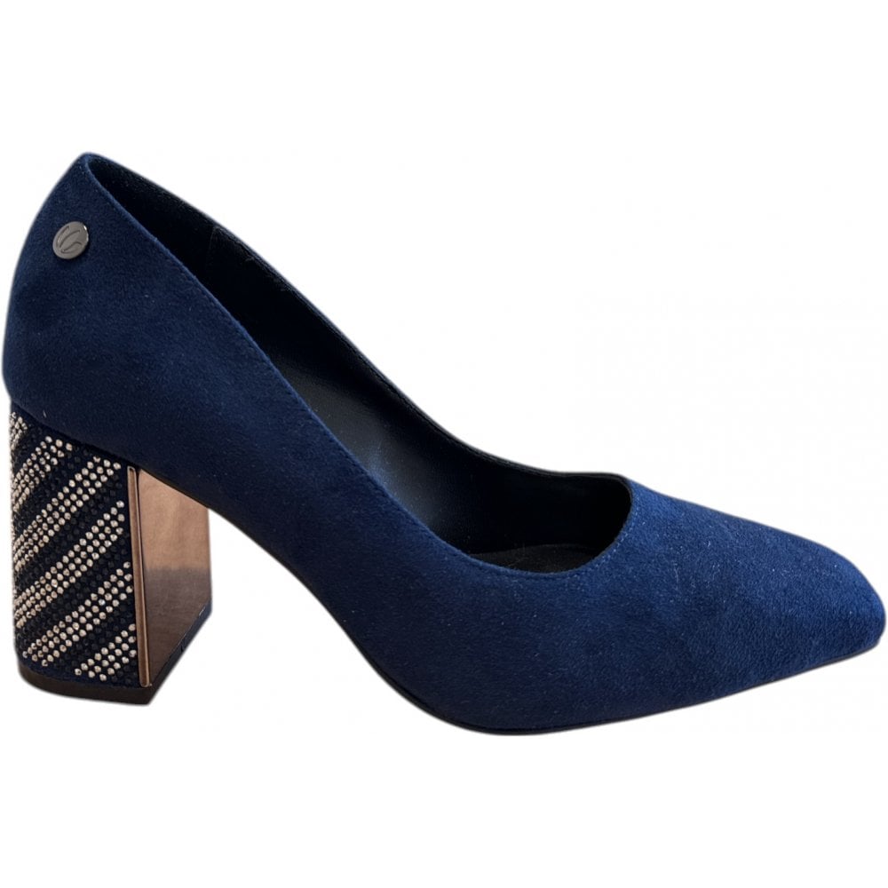 Lotus Cassidy Navy Block Heel Court Shoes