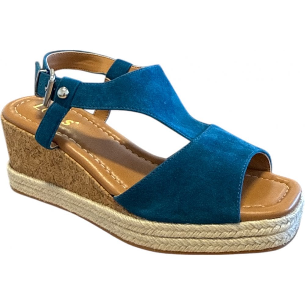 Lotus Madalene Blue Wedge Sandals