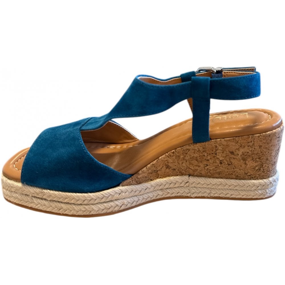 Lotus Madalene Blue Wedge Sandals
