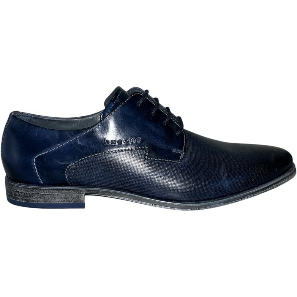 Bugatti Lucas Mens Dark Blue Leather Lace-Up Shoe