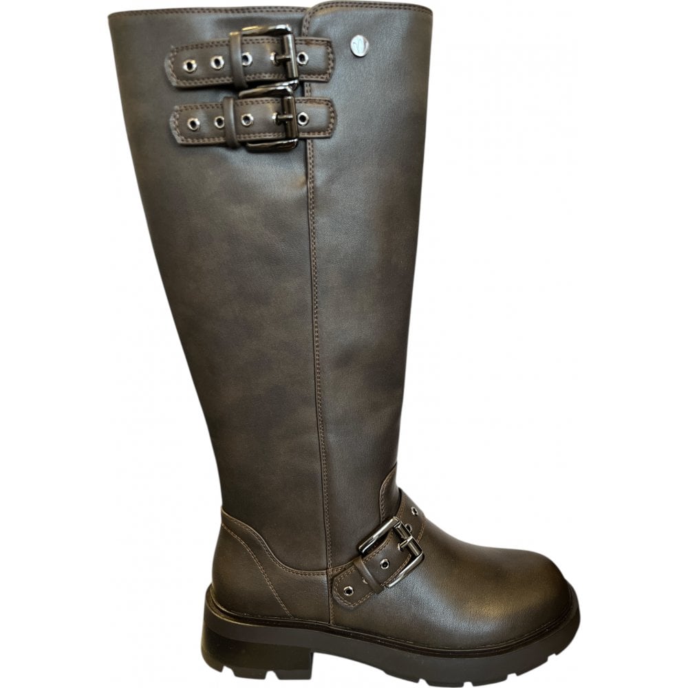 Lotus Mika Brown Knee High Biker Boots