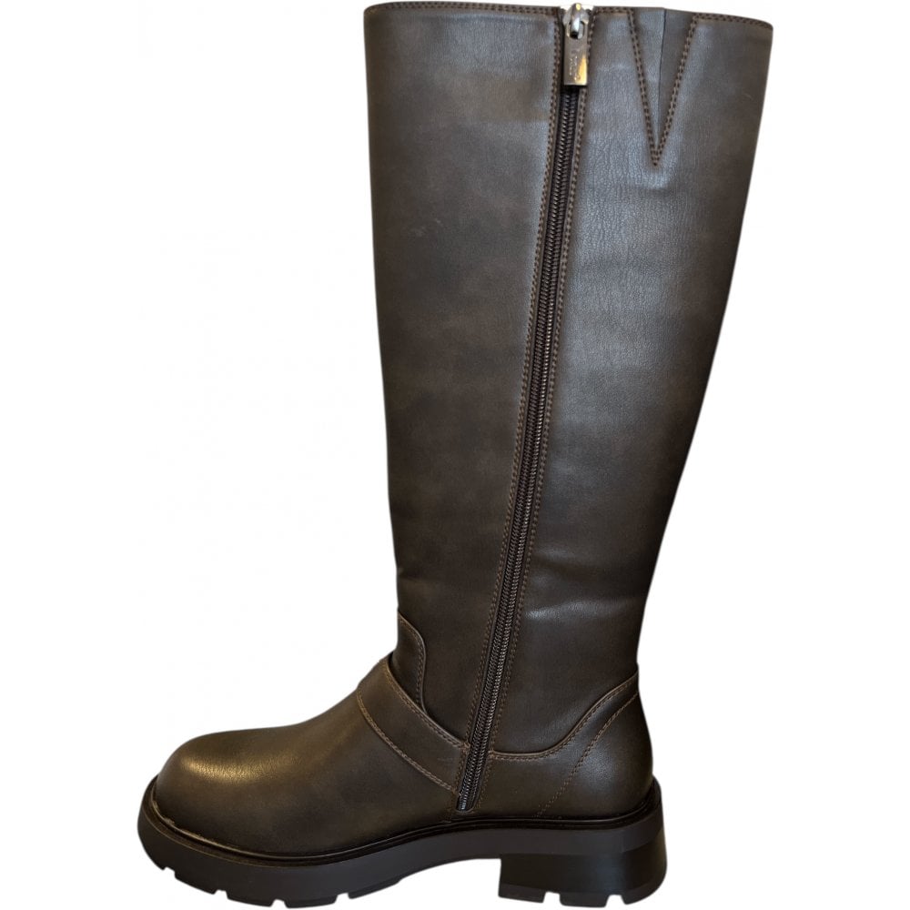 Lotus Mika Brown Knee High Biker Boots