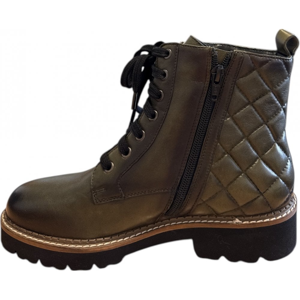 Lotus Jayana Khaki Leather Ankle Boots