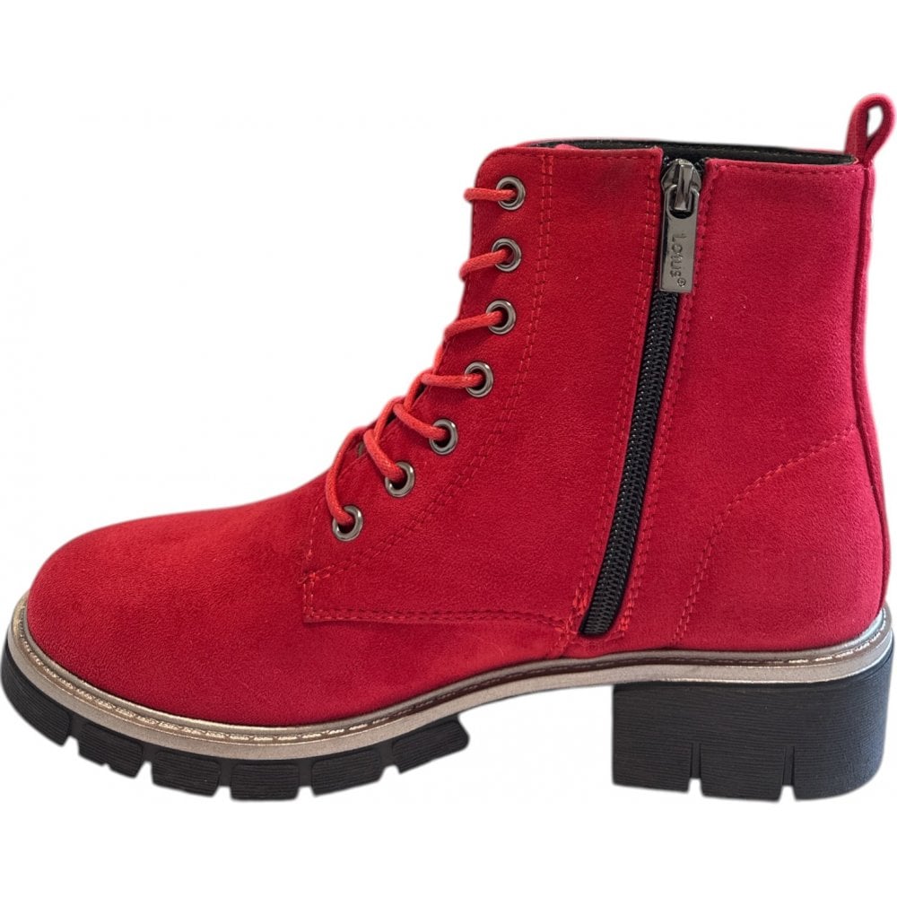 Lotus Lora Red Lace-Up Ankle Boots