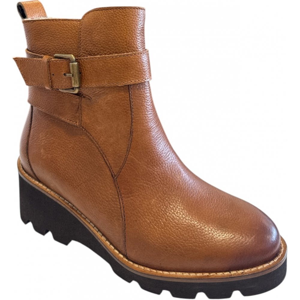 Lotus Emberlynn Tan Leather Wedge Ankles