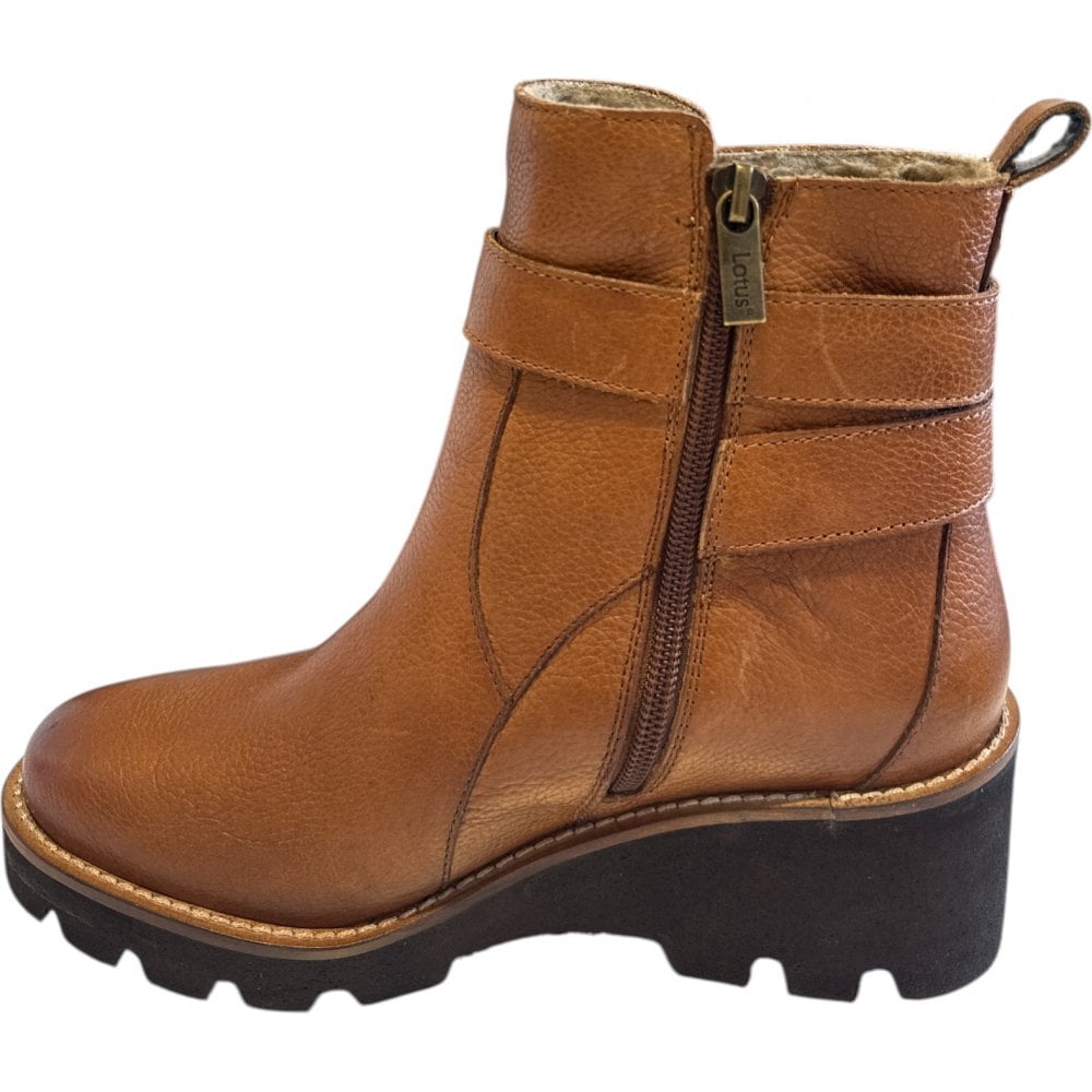 Lotus Emberlynn Tan Leather Wedge Ankles