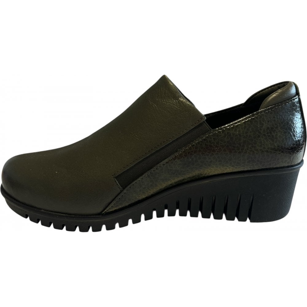 Lotus Altan Khaki Leather Wedge Shoes