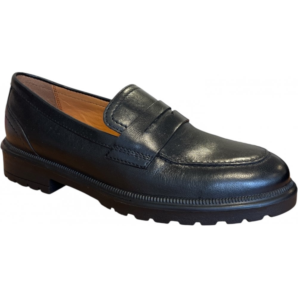 Lotus Coco Black Leather Loafers