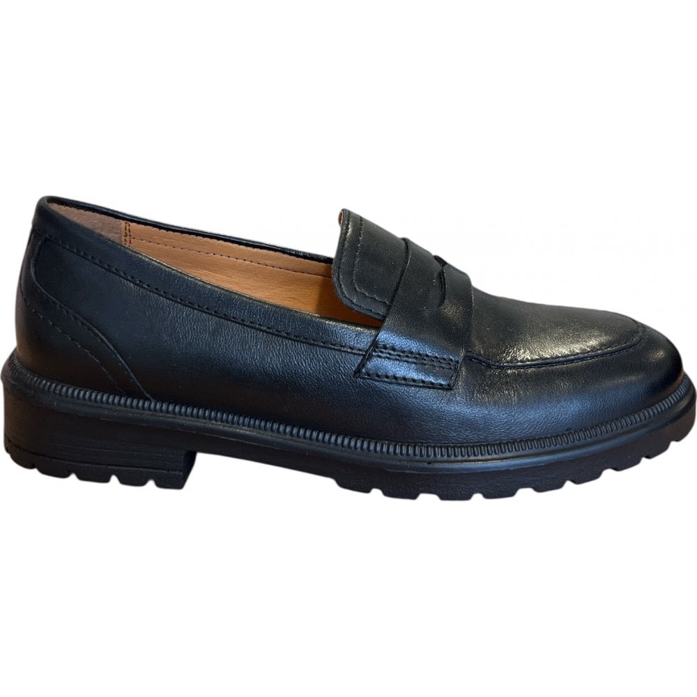 Lotus Coco Black Leather Loafers