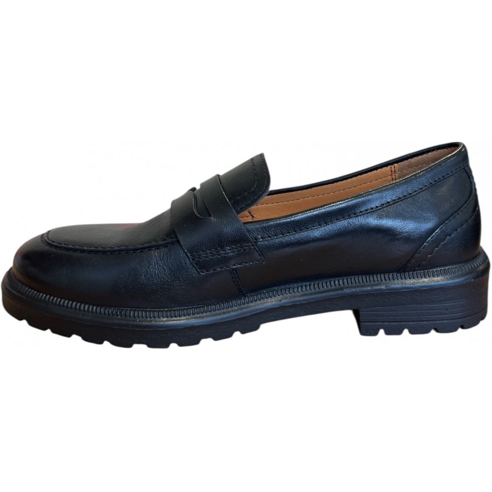 Lotus Coco Black Leather Loafers