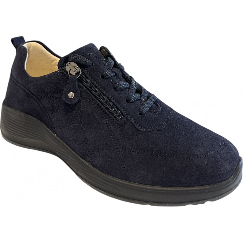 Waldlaufer Kalea Navy Suede Wide Fit Casual Shoes