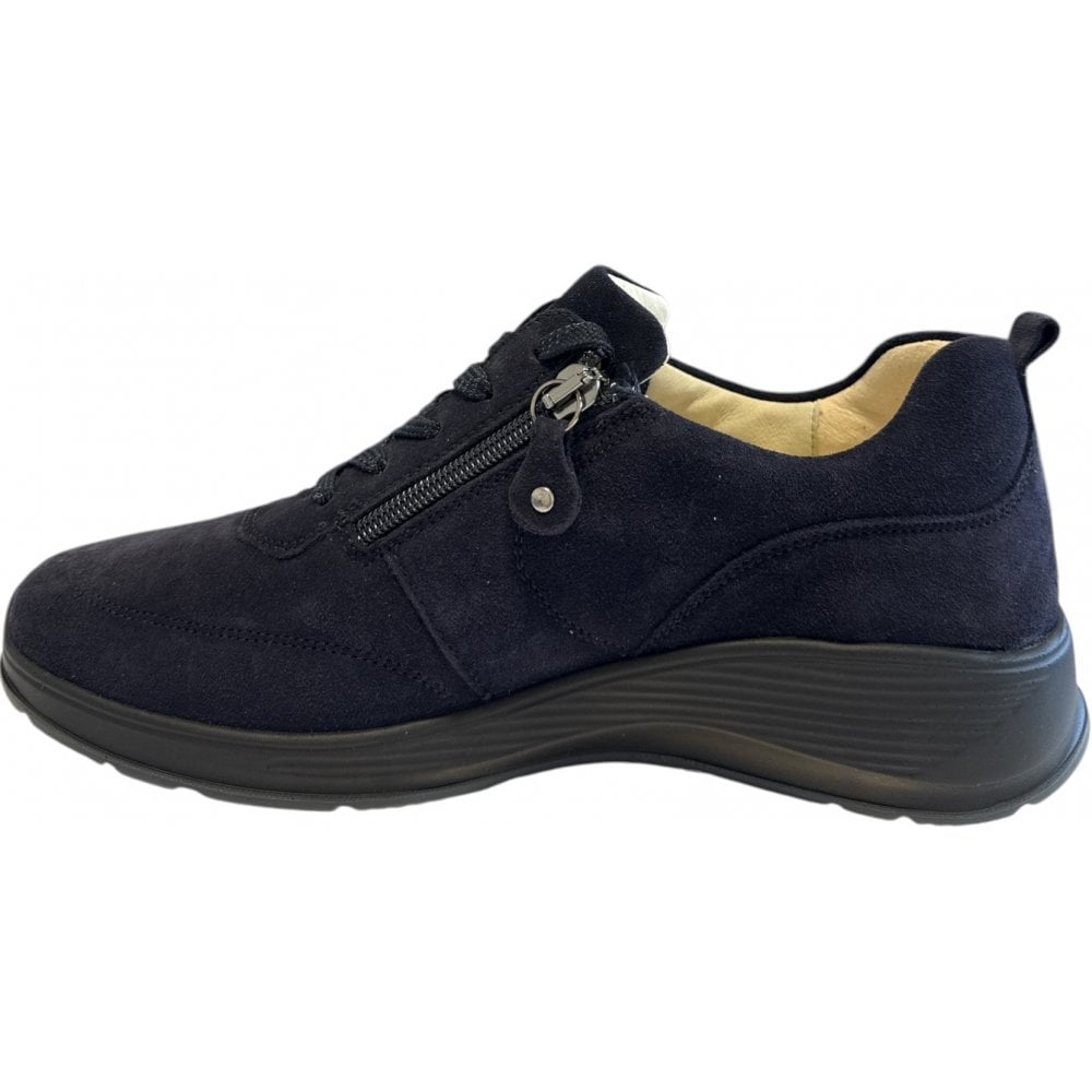 Waldlaufer Kalea Navy Suede Wide Fit Casual Shoes