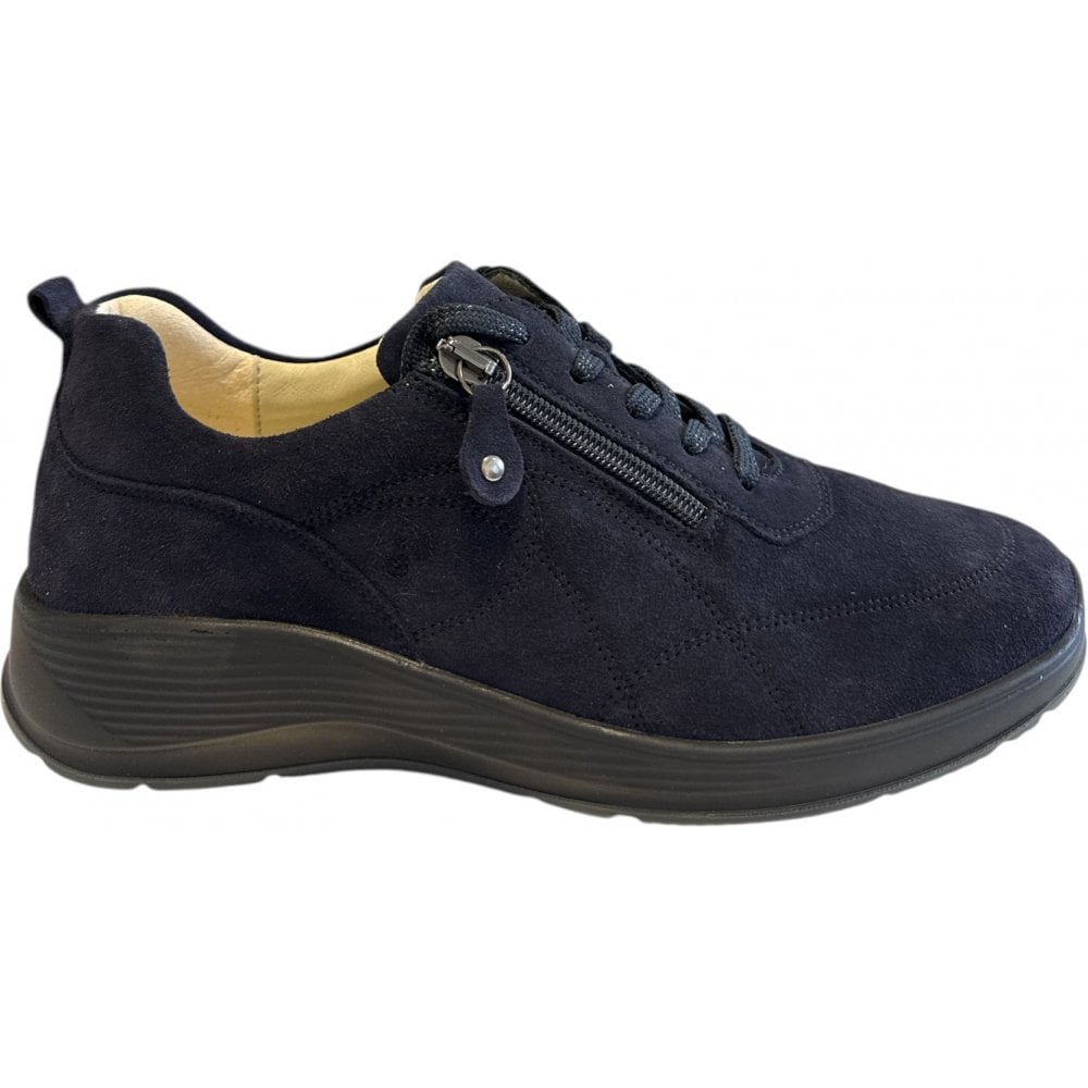 Waldlaufer Kalea Navy Suede Wide Fit Casual Shoes