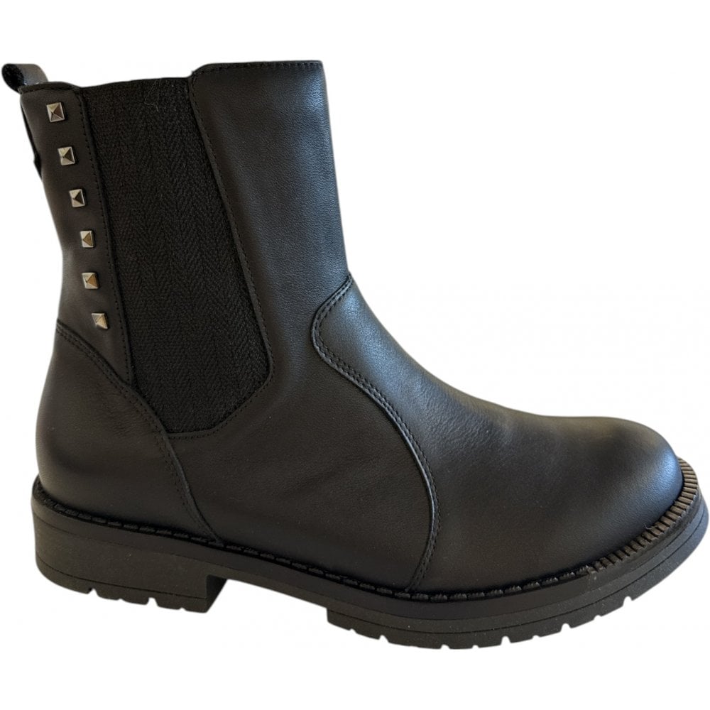 Waldlaufer G-Ravina Black Leather Ankle Boots