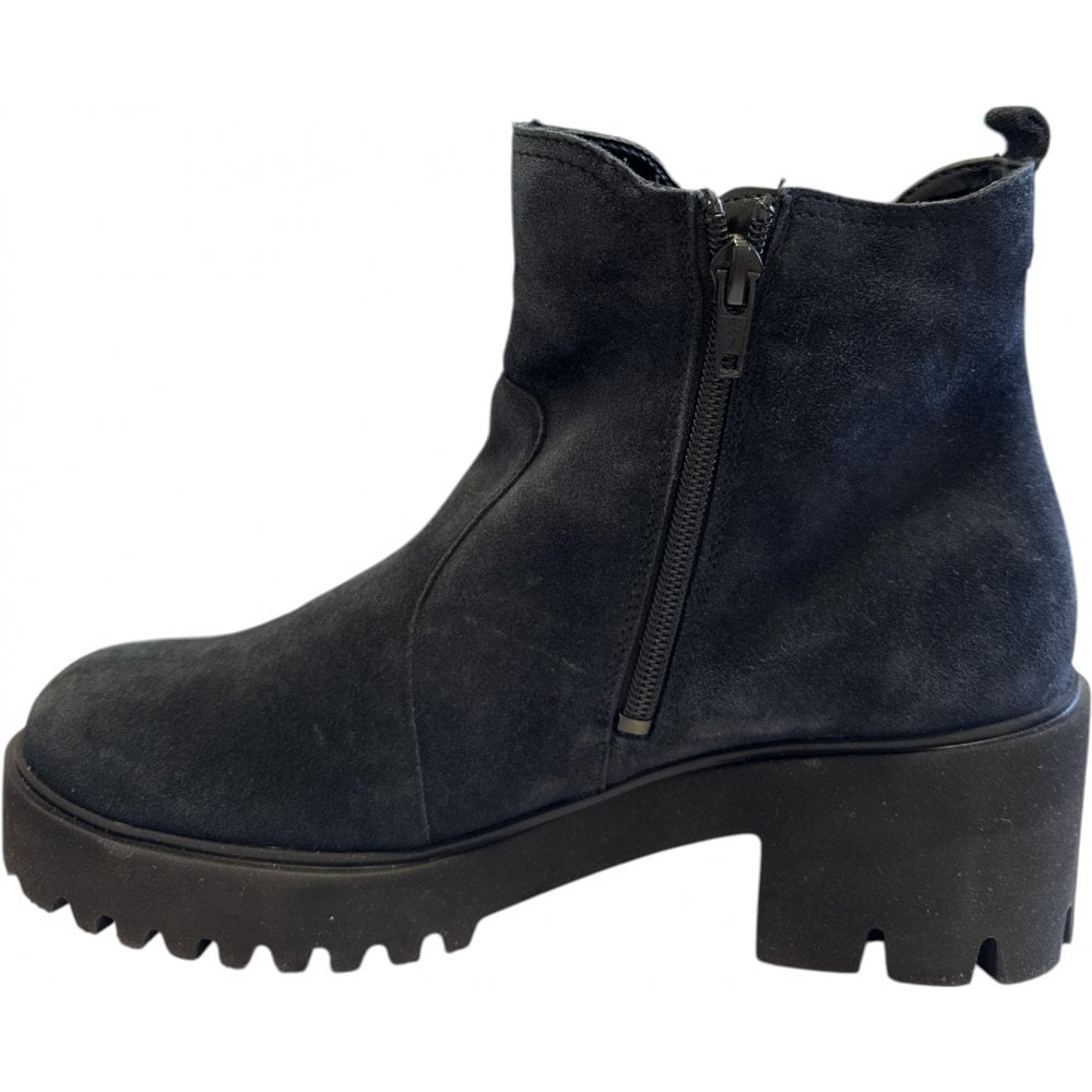 Waldlaufer H-Nira Navy Suede Heeled Ankle Boots