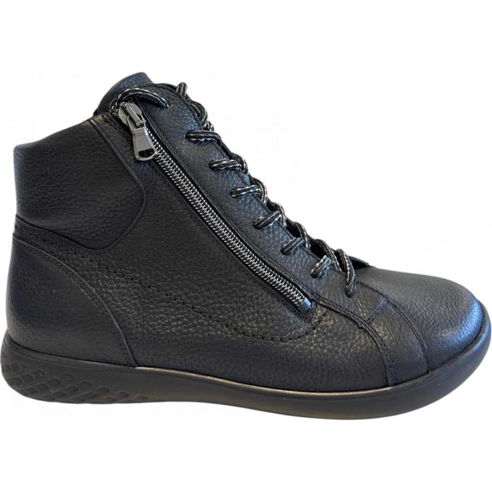 Waldlaufer H-Cloe Black Leather Casual Boots