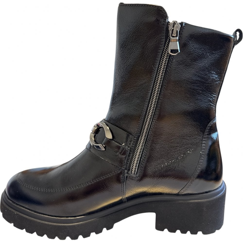 Waldlaufer H-Luise Black Patent Ankle Boots