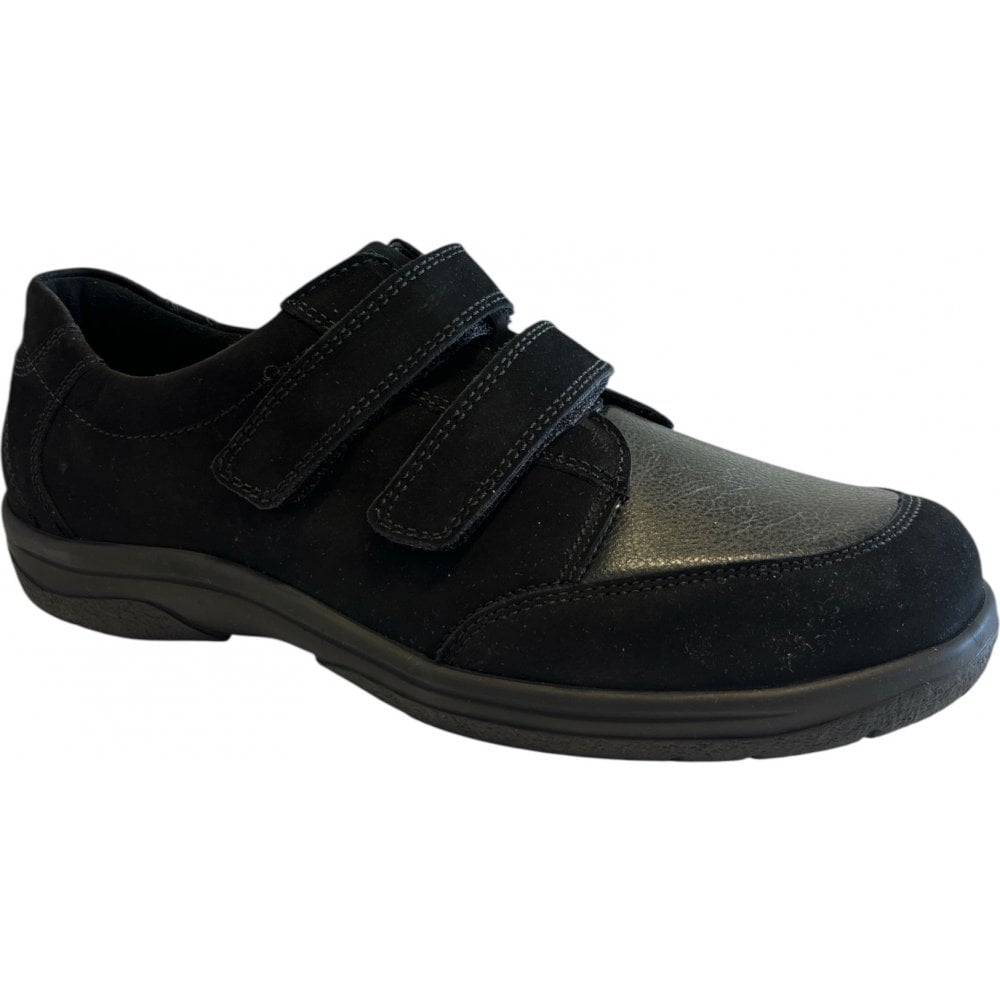 Waldlaufer Ken Mens Black Velcro Wide Fitting Casual Shoes