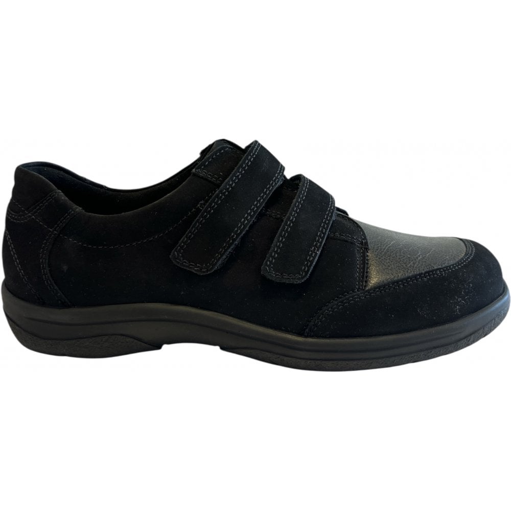 Waldlaufer Ken Mens Black Velcro Wide Fitting Casual Shoes