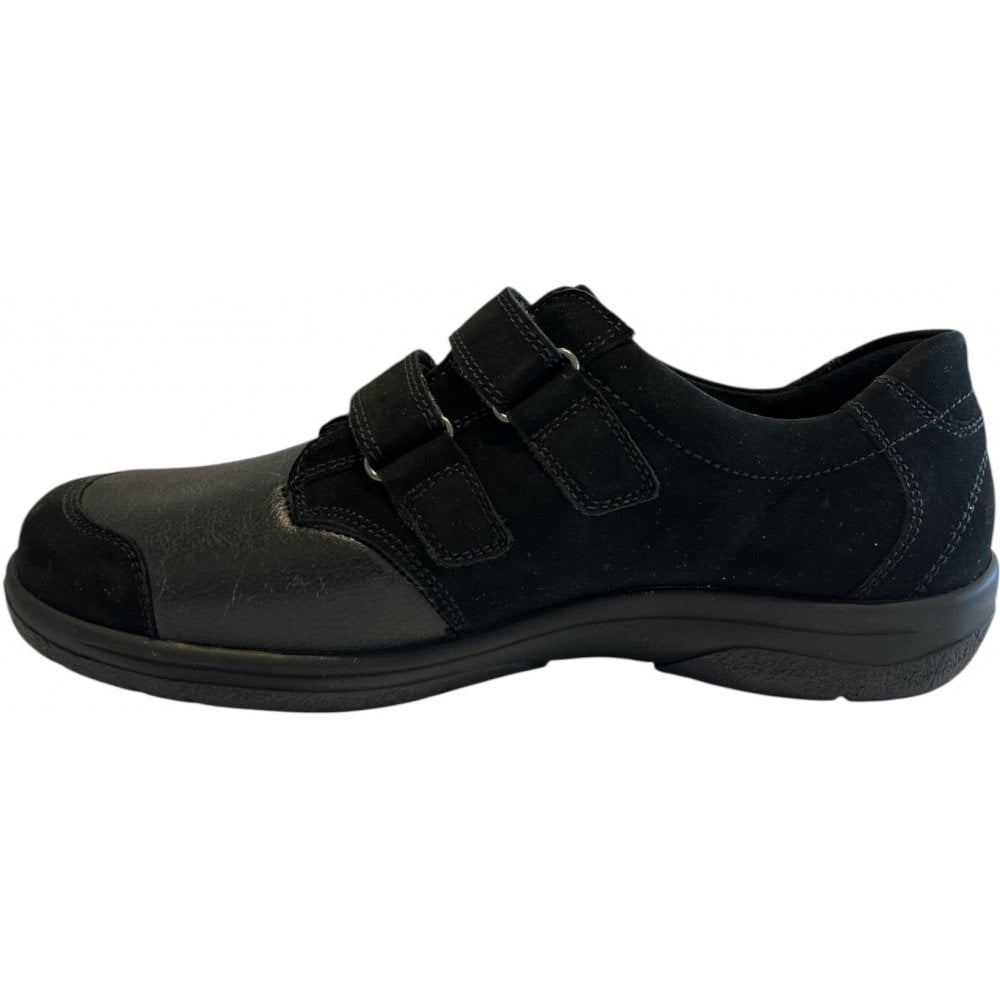 Waldlaufer Ken Mens Black Velcro Wide Fitting Casual Shoes