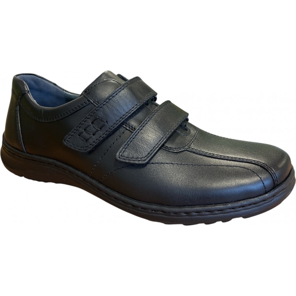 Waldlaufer Herwig Mens Black Leather Casual Velcro Shoes