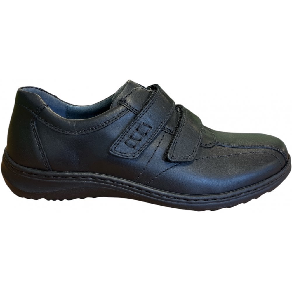 Waldlaufer Herwig Mens Black Leather Casual Velcro Shoes