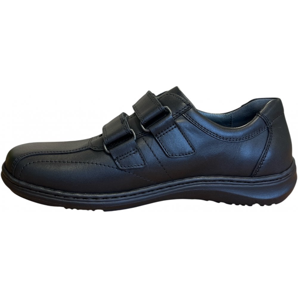 Waldlaufer Herwig Mens Black Leather Casual Velcro Shoes