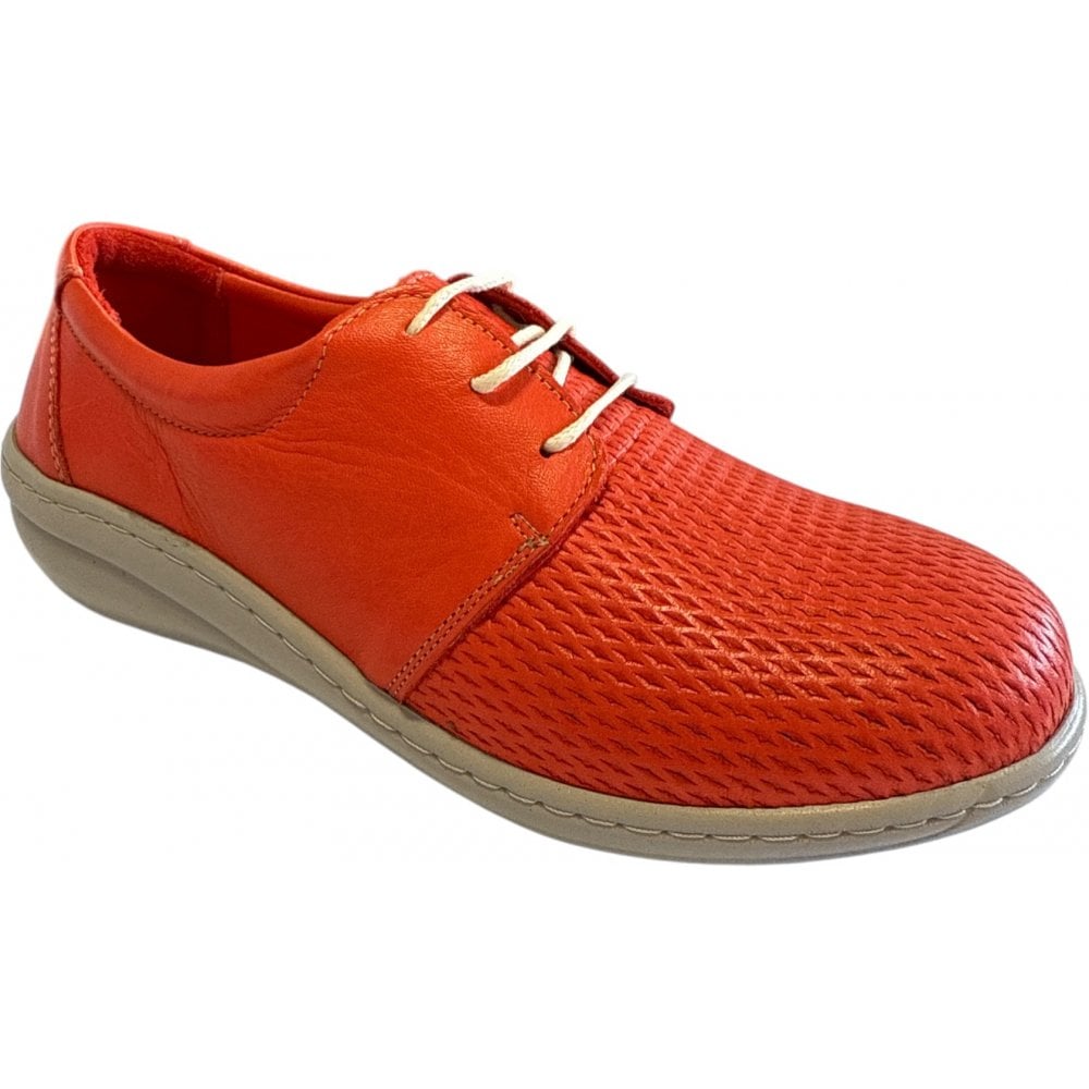 Camilla Red Leather Lace-Up Casual Shoes