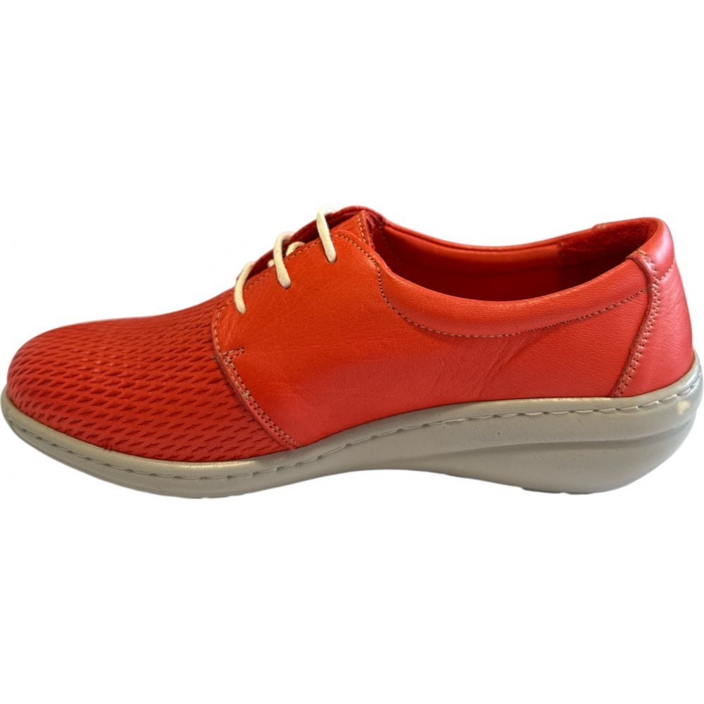 Camilla Red Leather Lace-Up Casual Shoes