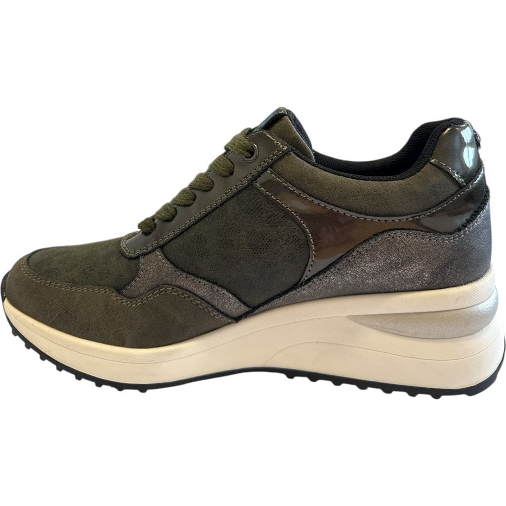 Lotus Pluto Khaki Wedge Trainers