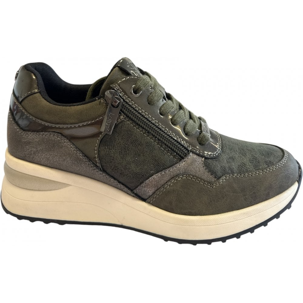 Lotus Pluto Khaki Wedge Trainers