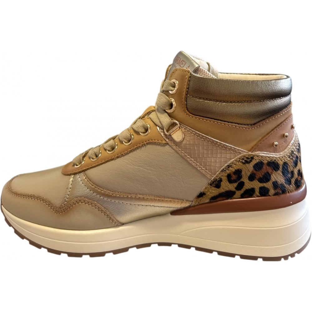 Carmela 162695 Beige Leather Hi-Top Trainers