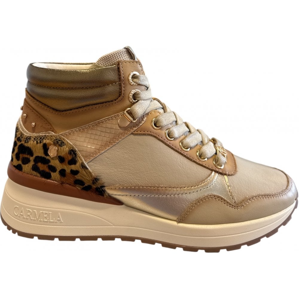 Carmela 162695 Beige Leather Hi-Top Trainers