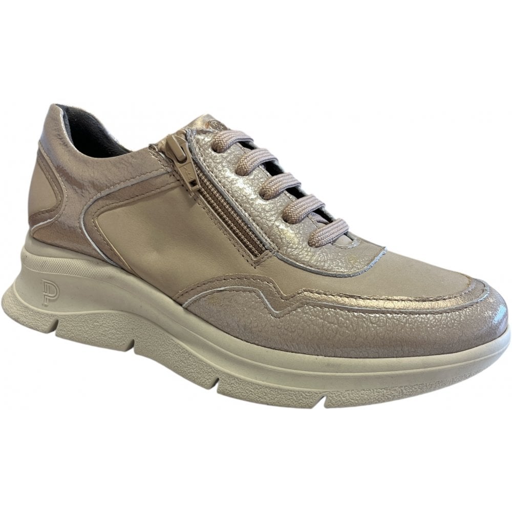 Pitillos  10.910 Beige Leather Wedge Trainers