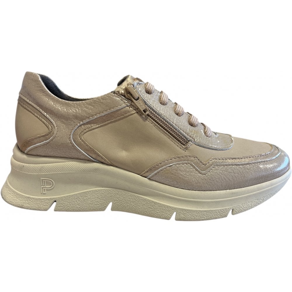 Pitillos  10.910 Beige Leather Wedge Trainers