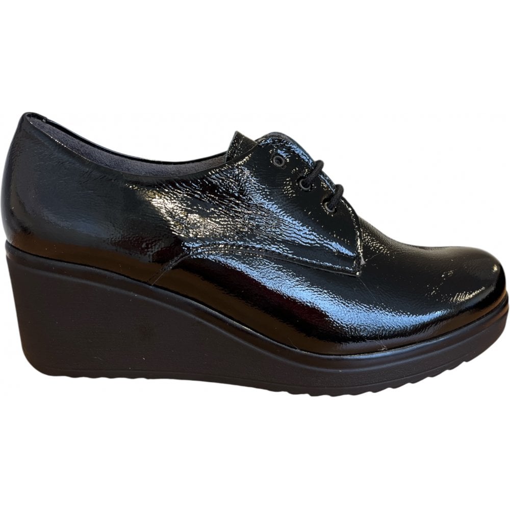 Pitillos  20.231 Black Patent Lace-Up Wedge Shoes