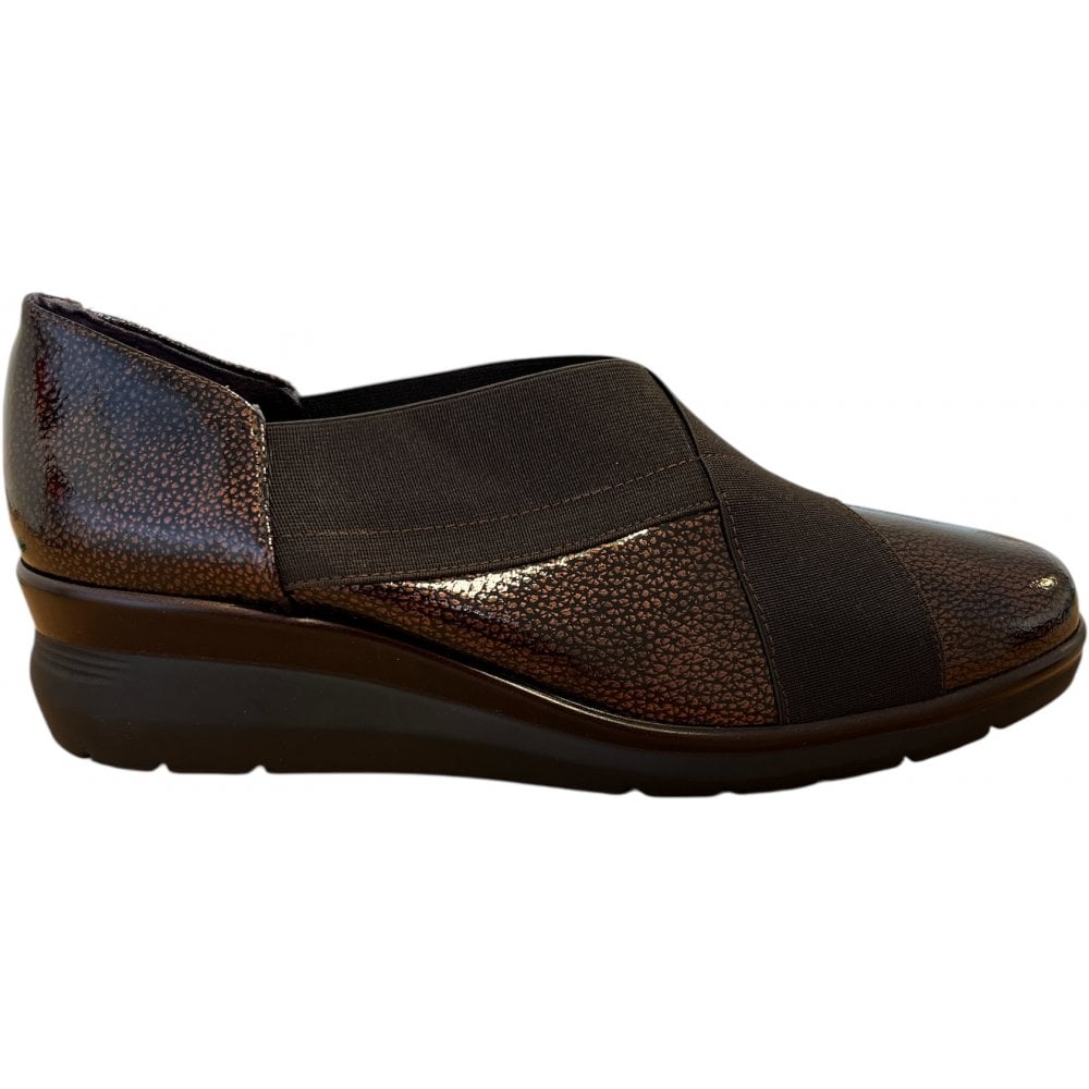 Pitillos  10.733 Brown Patent Slip On Wedge Shoes