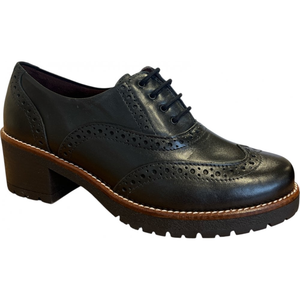 Pitillos  20.221 Black Leather Women's Heeled Brogues