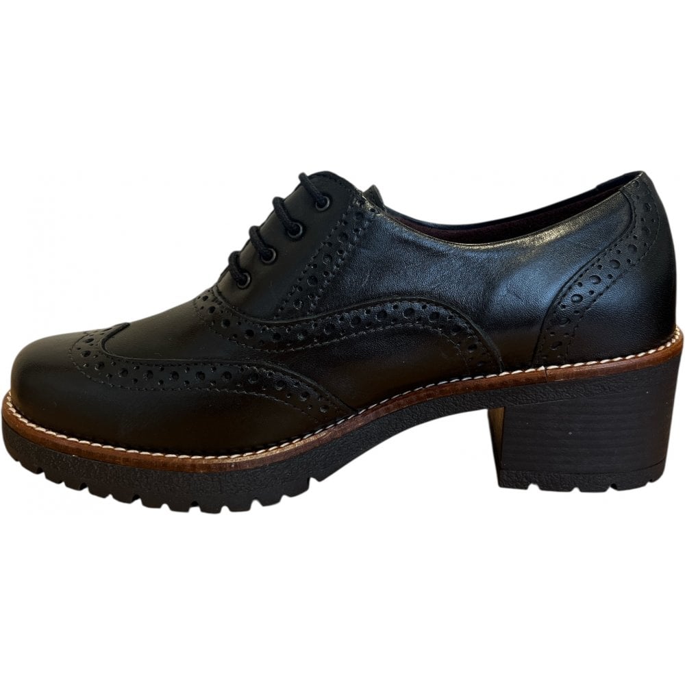 Pitillos  20.221 Black Leather Women's Heeled Brogues