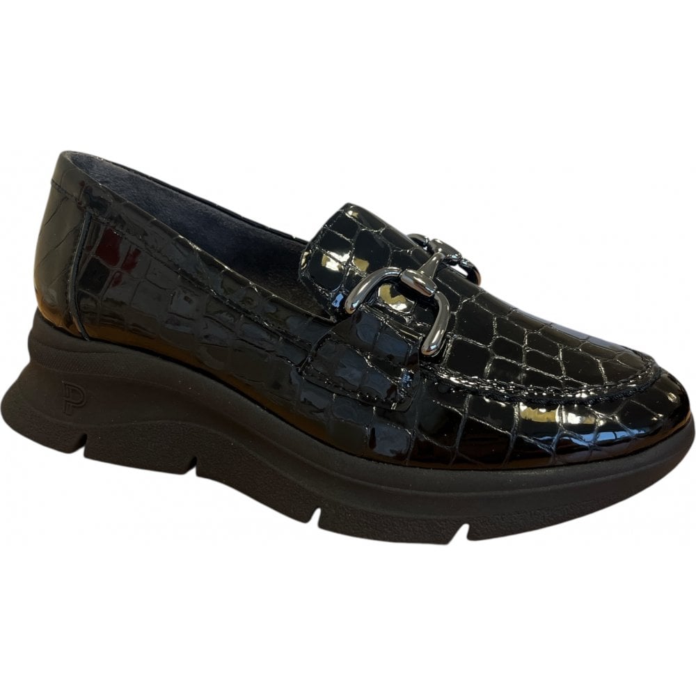Pitillos  10.750 Black Patent Croc Print Loafers