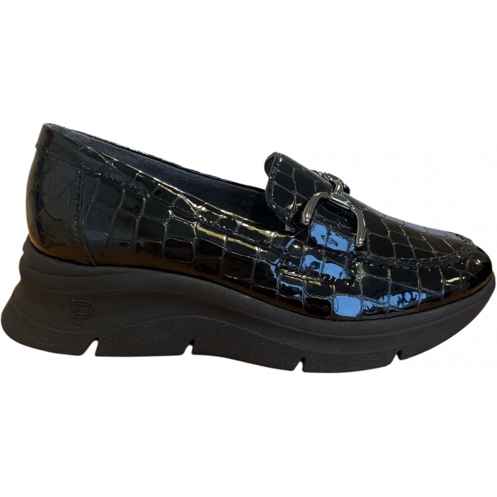 Pitillos  10.750 Black Patent Croc Print Loafers