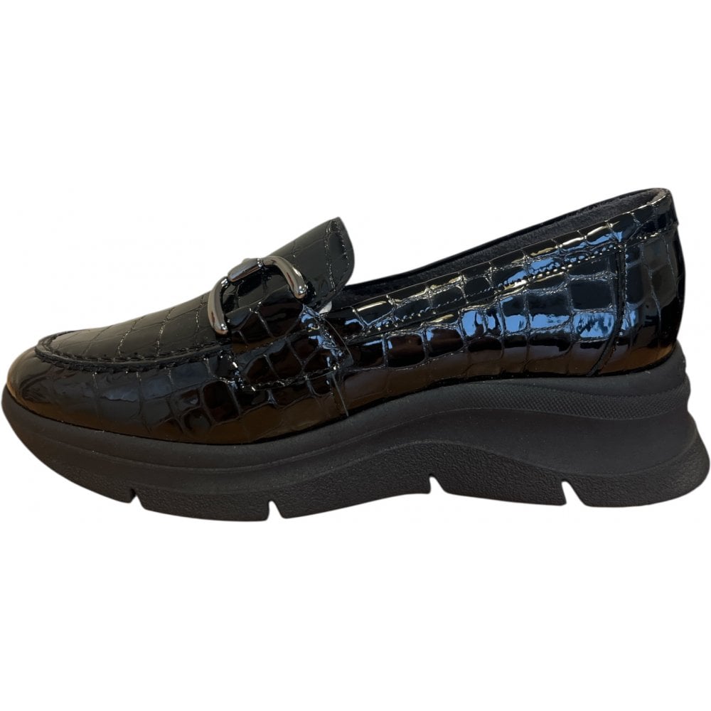 Pitillos  10.750 Black Patent Croc Print Loafers