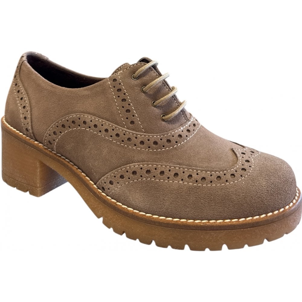 Pitillos  20.226 Taupe Suede Women's Heeled Brogues