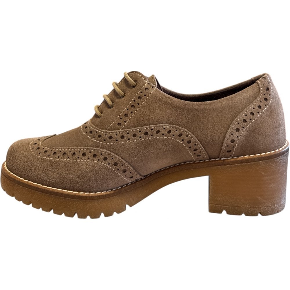 Pitillos  20.226 Taupe Suede Women's Heeled Brogues