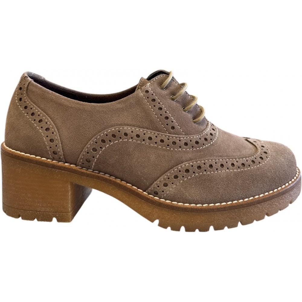 Pitillos  20.226 Taupe Suede Women's Heeled Brogues